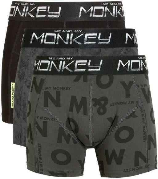 Me & My Monkey boxershort set van 3 zwart army Jongens Stretchkatoen 152