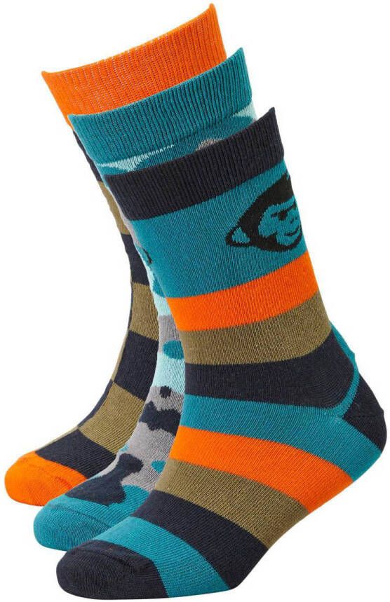 Me & My Monkey sokken met all-over print set van 3 oranje blauw Jongens Katoen 27-30