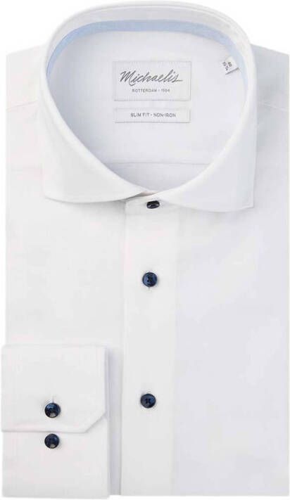 Michaelis slim fit strijkvrij overhemd wit