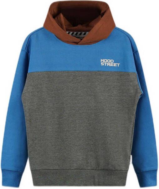 Moodstreet hoodie blauw grijs bruin Sweater Jongens Stretchkatoen Capuchon 122 128