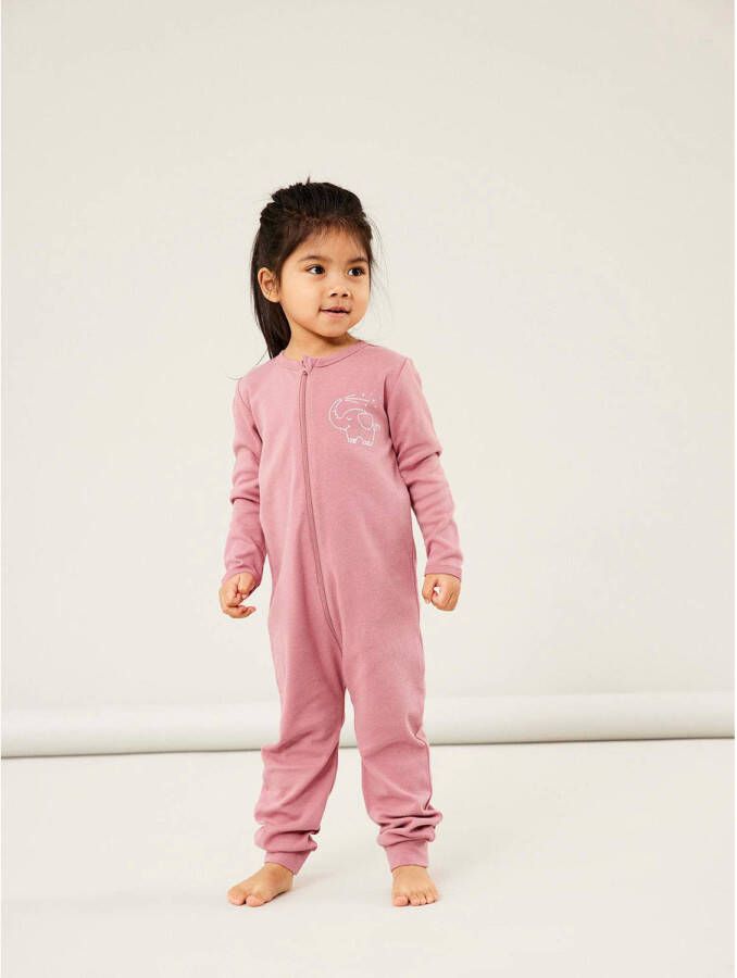 Name it BABY pyjama NBNNIGHTSUIT set van 2 lichtroze wit Onesie Jongens Biologisch katoen Ronde hals 104