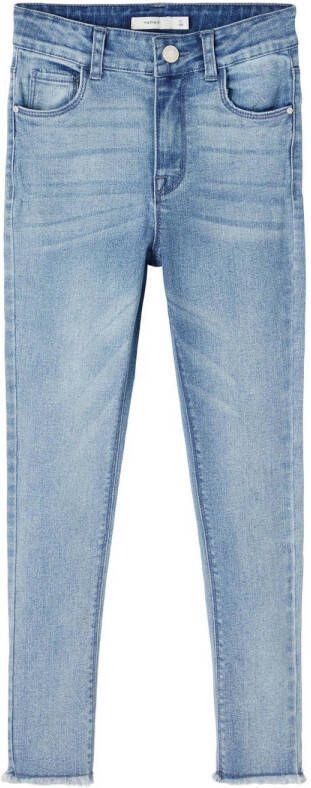 Name it KIDS high waist skinny jeans NKFPOLLY stonewashed Blauw Meisjes Stretchdenim 134