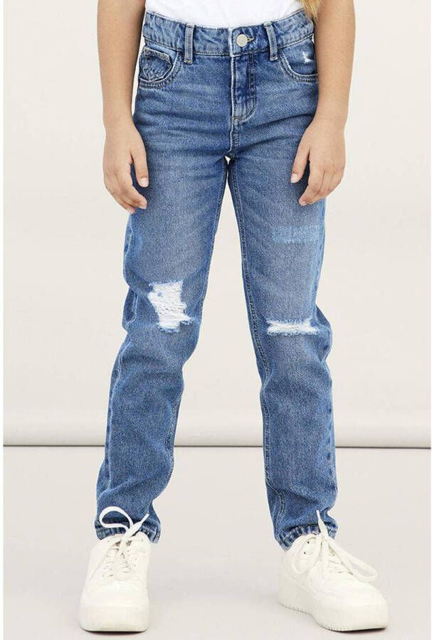 Name it KIDS mom jeans NKFROSE stonewashed Blauw Meisjes Denim Effen 122