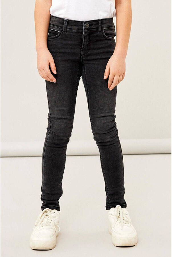 Name it KIDS skinny jeans NKFPOLLY black denim Zwart Meisjes Stretchdenim 110
