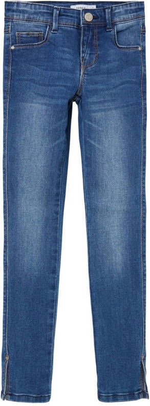 Name it KIDS skinny jeans NKFPOLLY dark blue denim Blauw Meisjes Stretchdenim 110