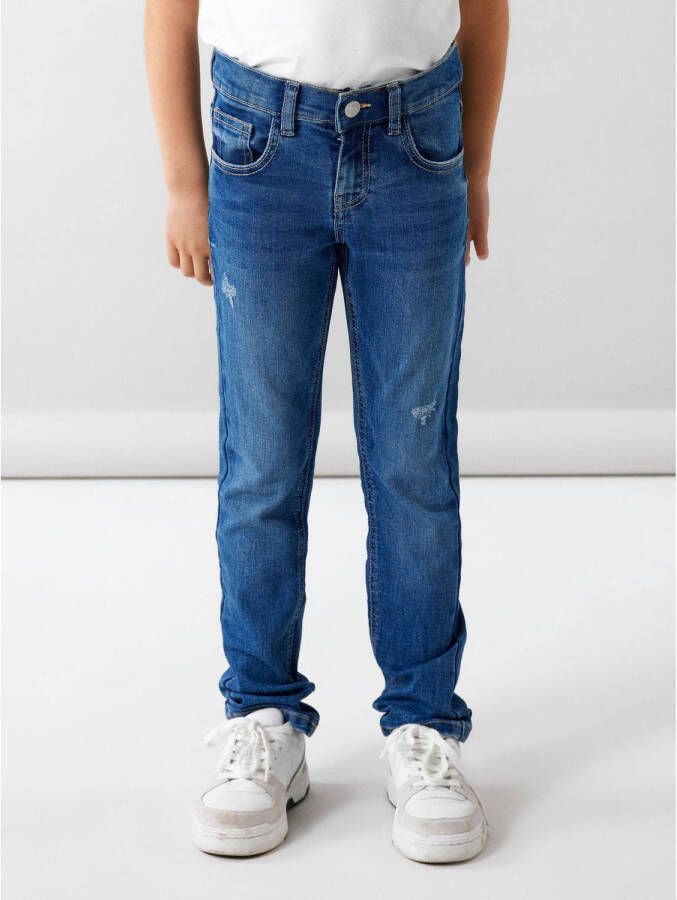 Name it KIDS skinny jeans NKFPOLLY medium blue denim Blauw Meisjes Stretchdenim 128