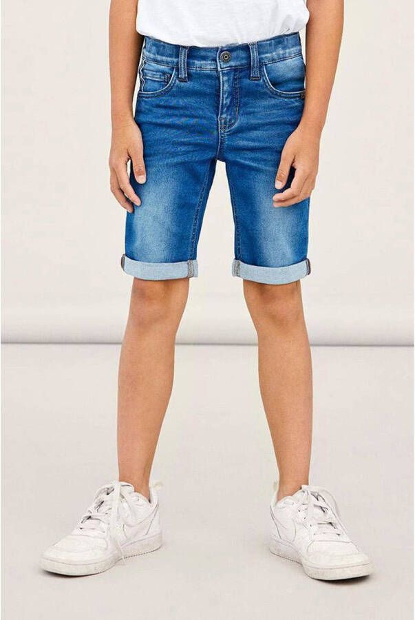 Name it KIDS slim fit jeans bermuda NKMTHEO stonewashed Denim short Blauw Jongens Stretchdenim 134