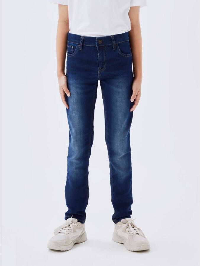 Name it KIDS slim fit jeans NKMTHEO dark blue denim Blauw Jongens Jog denim 164