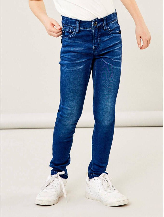 Name it KIDS slim fit jeans NKMSILAS dark blue denim Blauw Jongens Stretchdenim 170