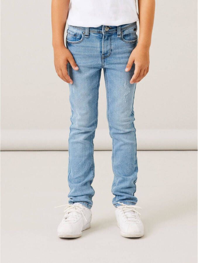 Name it KIDS straight fit jeans NKMRYAN light blue denim Blauw Jongens Stretchdenim 116
