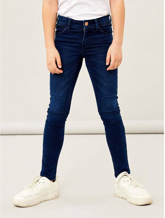 Name it skinny jeans NKFPOLLY dark blue denim Blauw Meisjes Stretchdenim 128