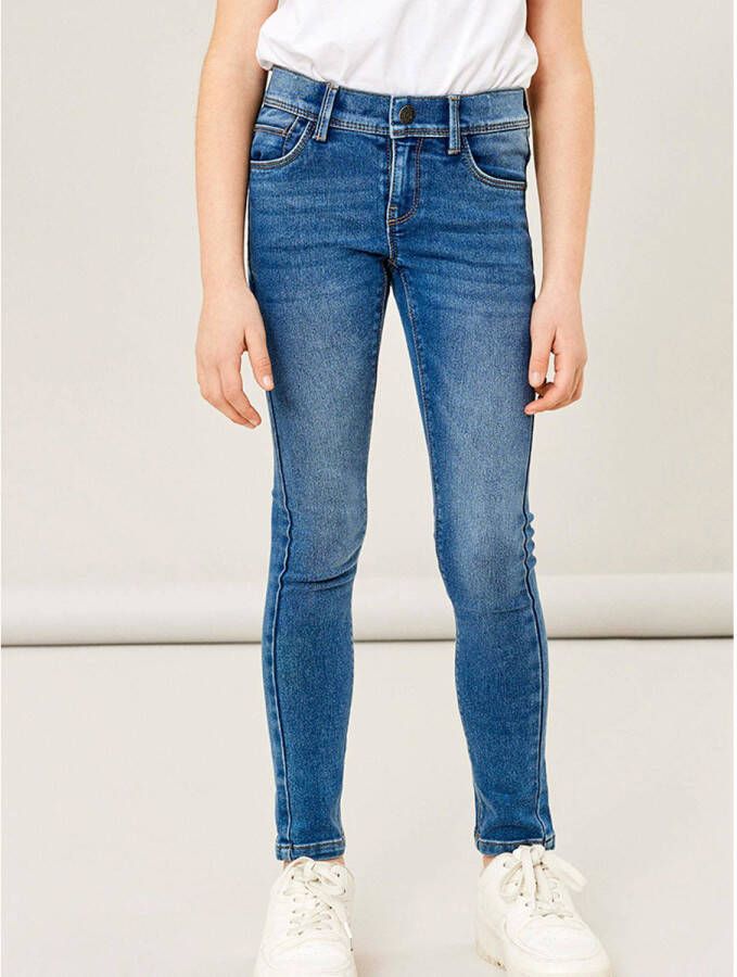 Name it skinny jeans NKFPOLLY medium blue denim Blauw Meisjes Stretchdenim 140