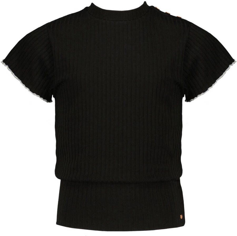 NoBell T-shirt Kaya met textuur zwart