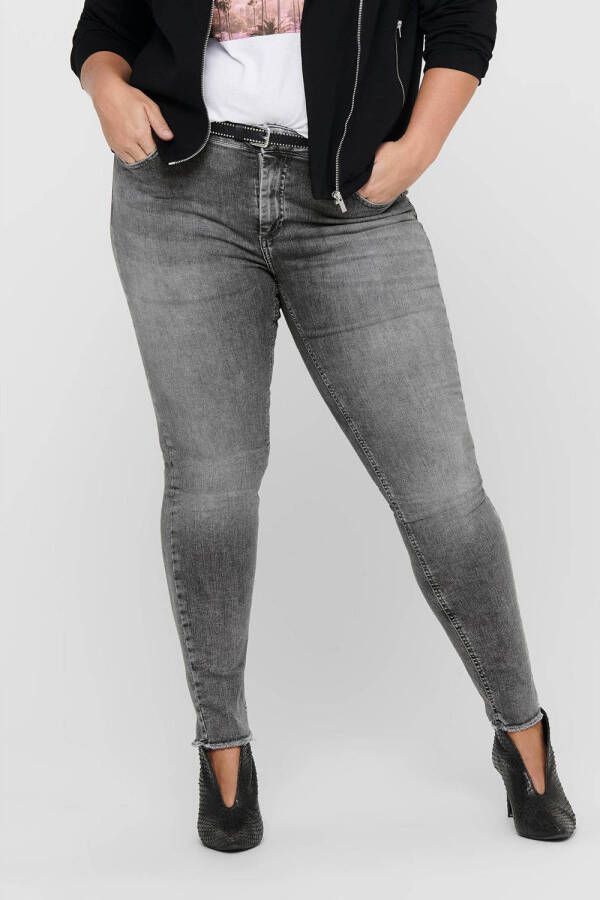 ONLY CARMAKOMA cropped regular waist skinny jeans CARWILLY grijs