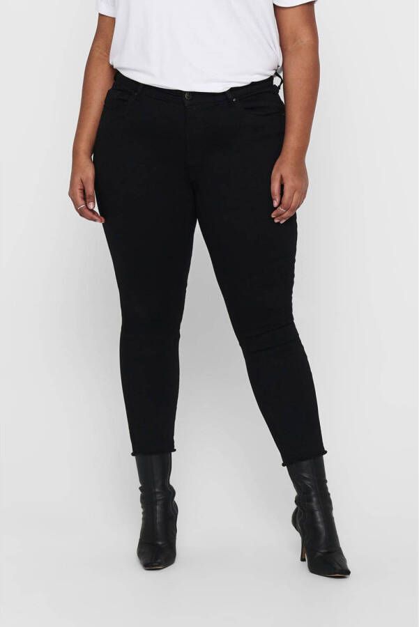 ONLY CARMAKOMA cropped regular waist skinny jeans CARWILLY zwart