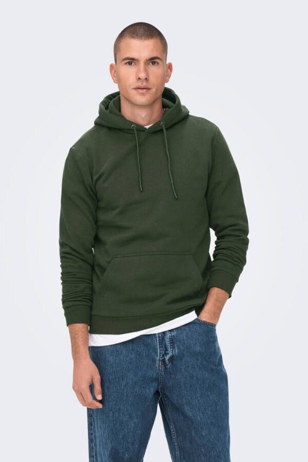 Only & Sons Comfortabele hoodie met verstelbare capuchon Green Heren