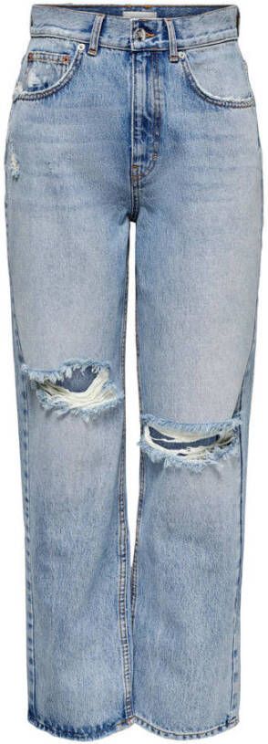 ONLY high waist straight fit jeans ONLROBYN medium blue denim