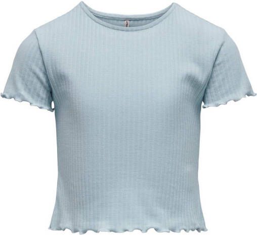 Only KIDS GIRL ribgebreid T-shirt KOGNELLA lichtblauw Meisjes Polyester Ronde hals 146 152