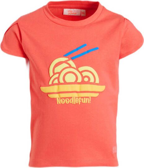 Orange Stars T-shirt Marina met printopdruk rood Meisjes Stretchkatoen Ronde hals 104