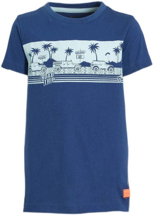 Orange Stars T-shirt Mauk met printopdruk blauw Jongens Katoen Ronde hals 104