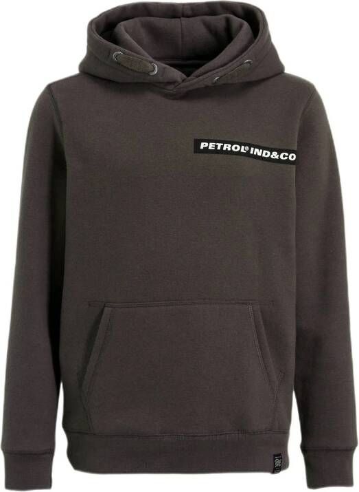 Petrol Industries hoodie met logo donkergrijs Sweater Logo 116