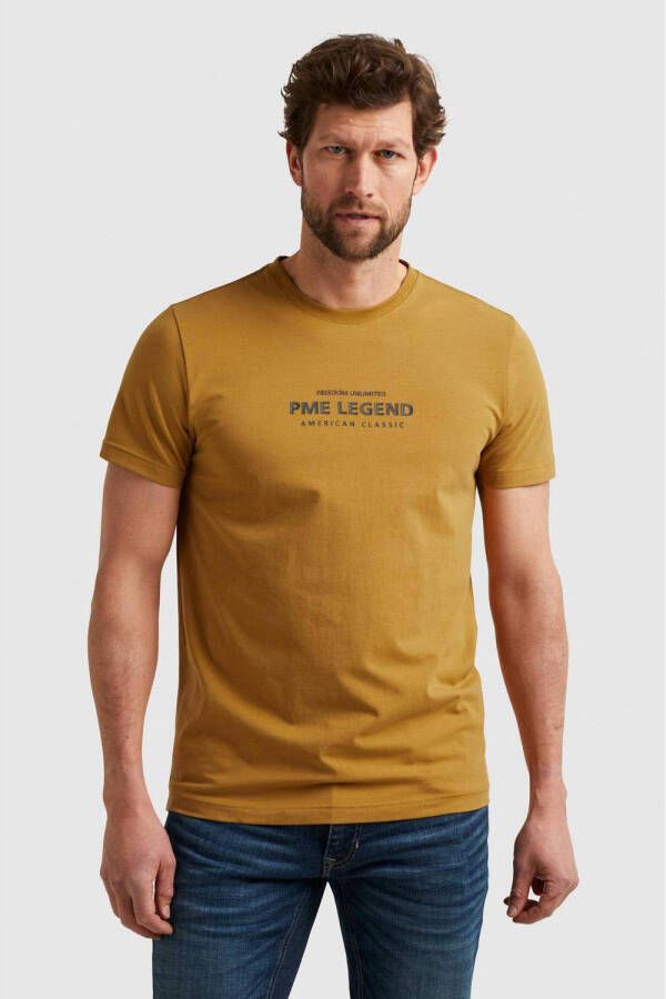 PME LEGEND Heren Polo's & T-shirts Short Sleeve R-neck Cotton Elastane Jersey Bruin