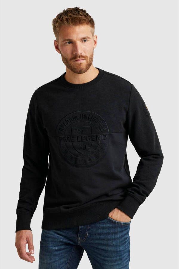 PME Legend sweater met logo en borduursels zwart