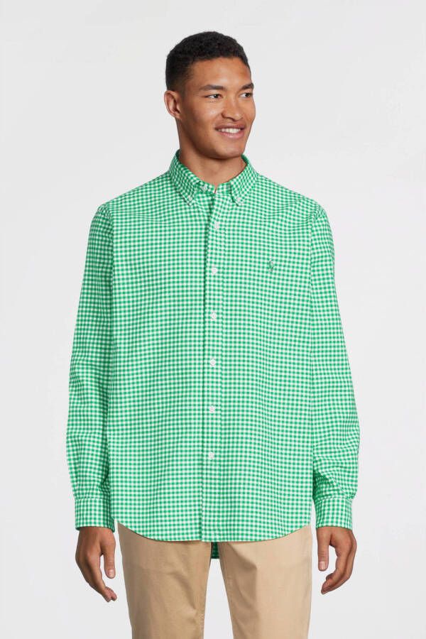 Polo Ralph Lauren Geruite Katoenen Overhemd met Logoborduursel Green Heren
