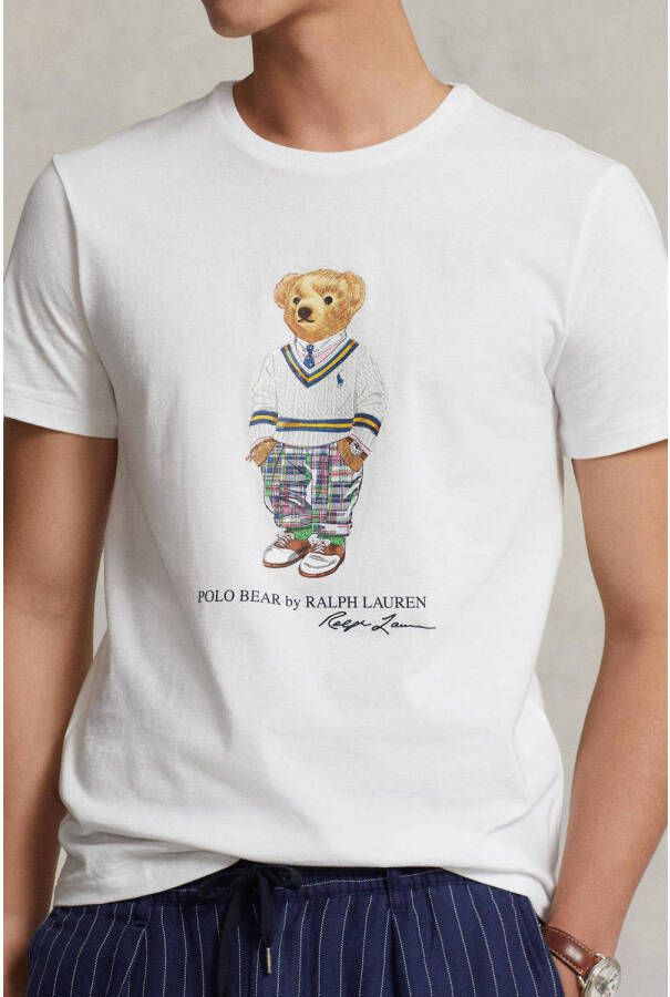 Polo Ralph Lauren Custom Slim-Fit T-shirt met Polo Bear Logo White Heren