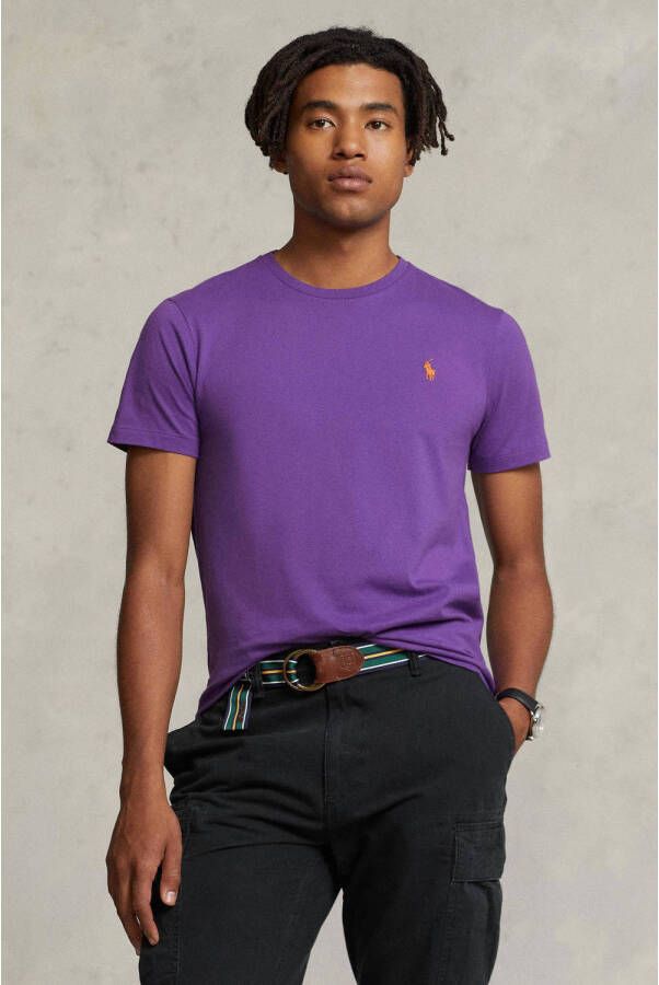 Polo Ralph Lauren Paarse stropdas T-shirt met geborduurd logo Purple Heren