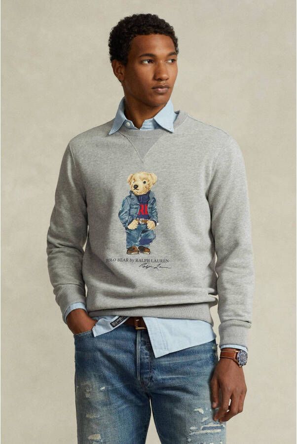POLO Ralph Lauren sweater met printopdruk andover heather denim bear