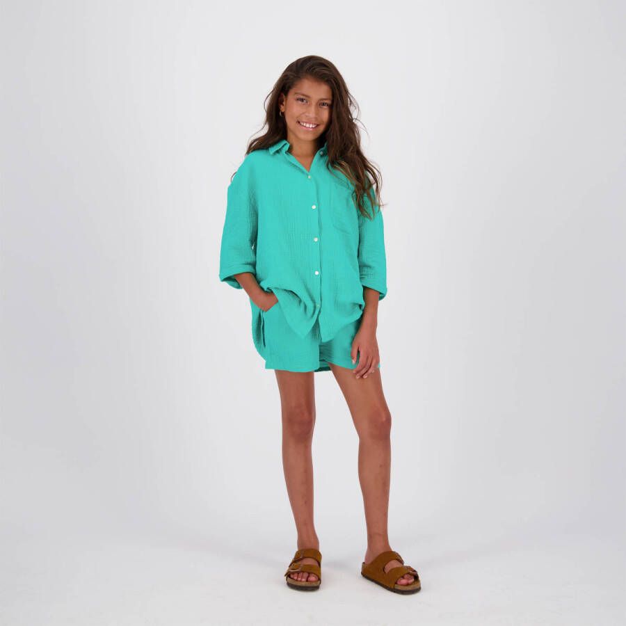 Raizzed blouse Yusra groen Meisjes Katoen Klassieke kraag Effen 116