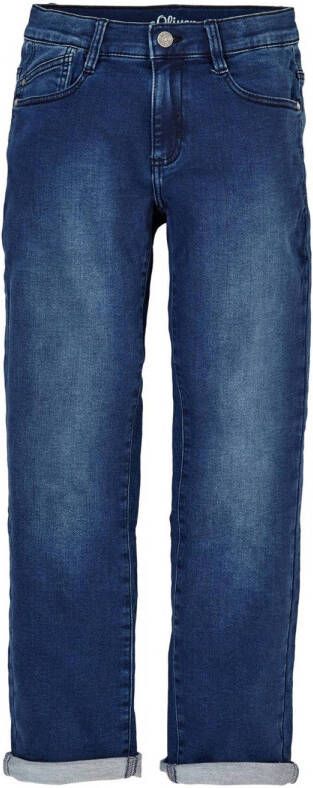 S.Oliver slim fit jeans dark denim Blauw Effen 134