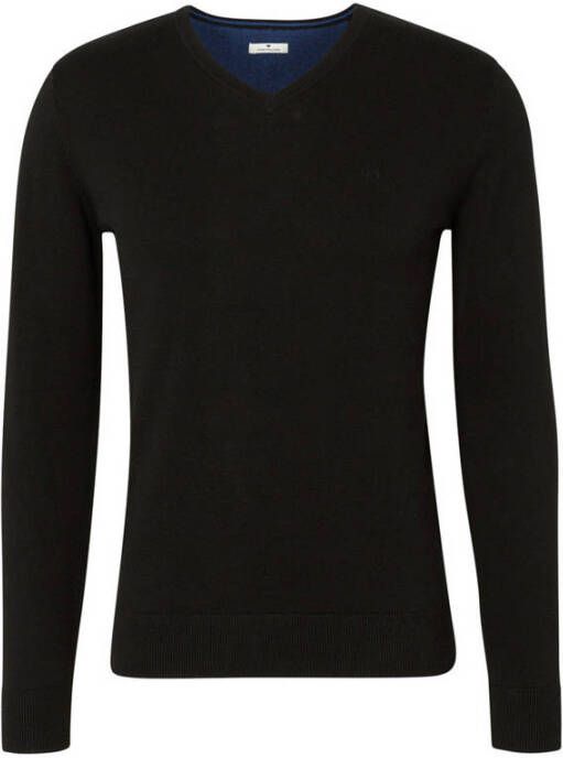 Tom Tailor Heren V-Hals Basic Sweater Black Heren