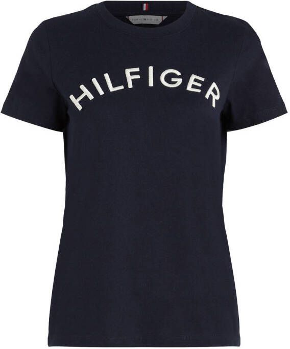 Tommy Hilfiger Shirt met ronde hals REG HILFIGER VARSITY EMB C-NK SS met groot borduursel