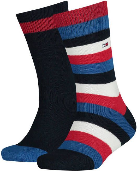 Tommy Hilfiger gestreepte sokken set van 2 donkerblauw Katoen 23-26