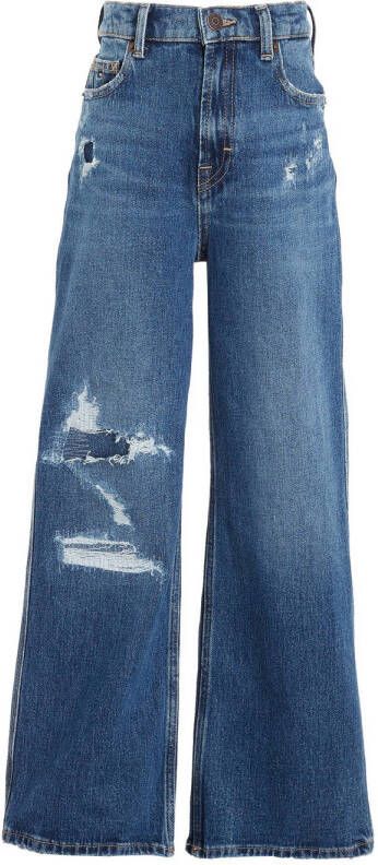 Tommy Hilfiger high waist wide leg jeans MABEL HEMP hempmedium Blauw Meisjes Stretchdenim 128