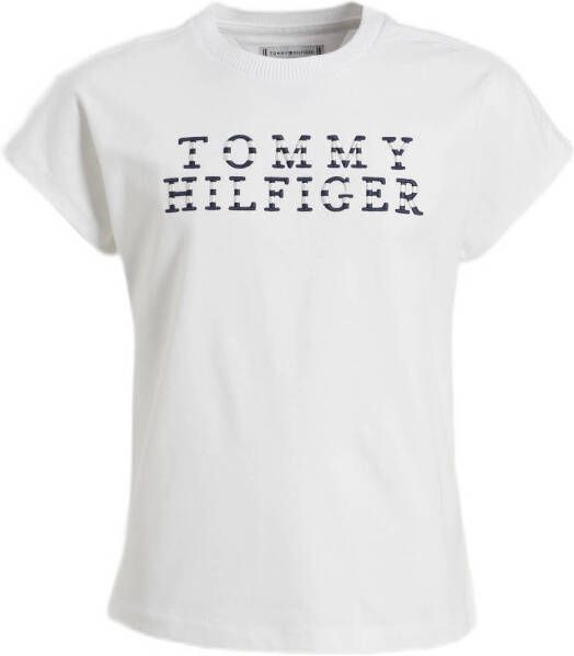 Tommy Hilfiger T-shirt met logo wit Meisjes Katoen Ronde hals Logo 116