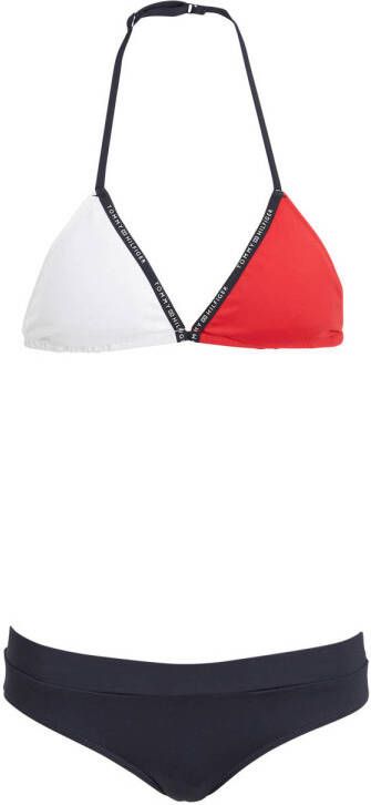 Tommy Hilfiger triangel bikini donkerblauw wit rood Meisjes Gerecycled polyamide (duurzaam) 152 164
