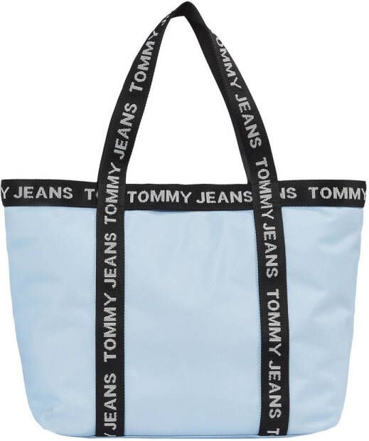 Tommy Jeans shopper Essential Tote met logotaping lichtblauw
