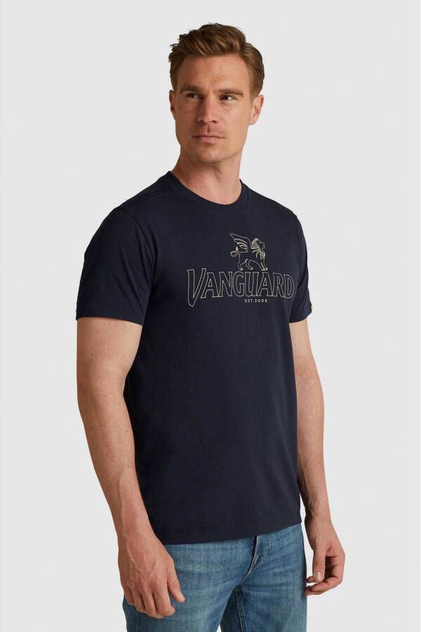 Vanguard regular fit T-shirt met logo donkerblauw