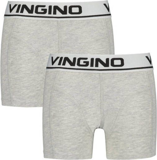 VINGINO boxershort set van 2 grijs melange Jongens Stretchkatoen Effen 134 140