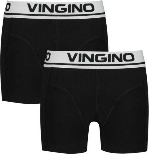 VINGINO boxershort set van 2 zwart Jongens Stretchkatoen Effen 134 140