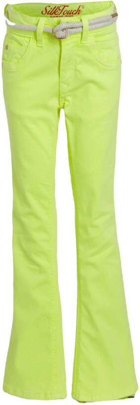 VINGINO high waist flared broek Belize Flare neon geel Meisjes Stretchkatoen 158