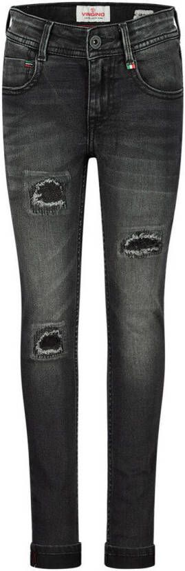 VINGINO skinny jeans Anzio black vintage Zwart Jongens Stretchdenim Effen 128