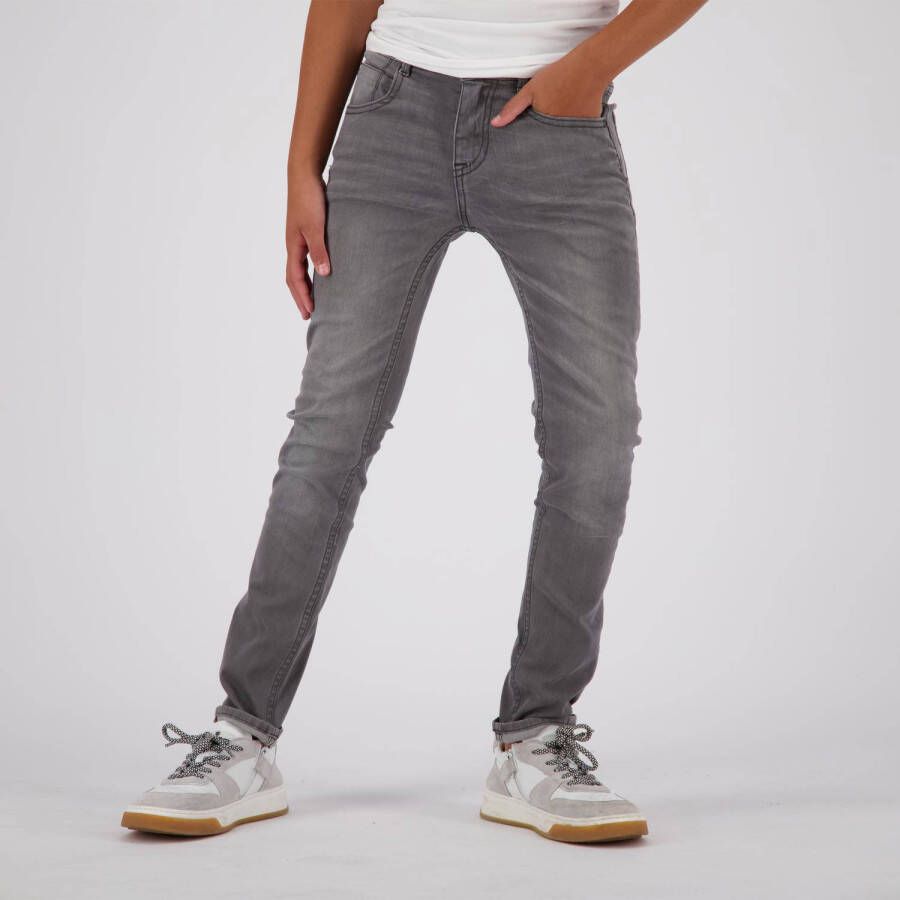 VINGINO skinny jeans APACHE dark grey vintage Grijs Jongens Stretchdenim 140
