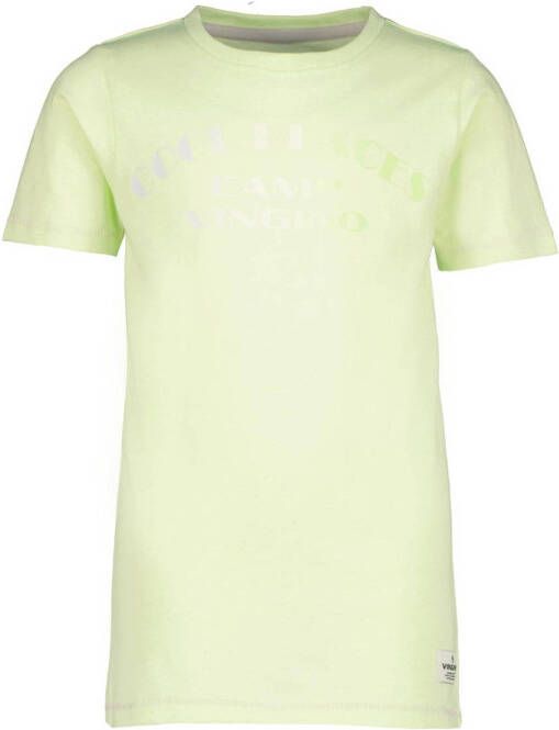 VINGINO T-shirt JOE met tekst geelgroen Jongens Katoen Ronde hals Tekst 116