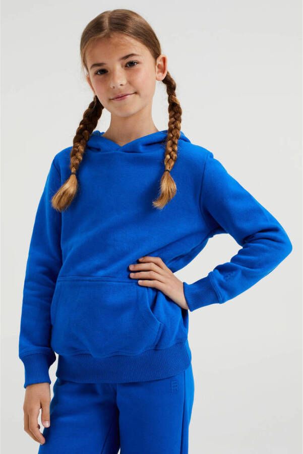 WE Fashion Blue Ridge unisex hoodie kobaltblauw Sweater Effen 110 116