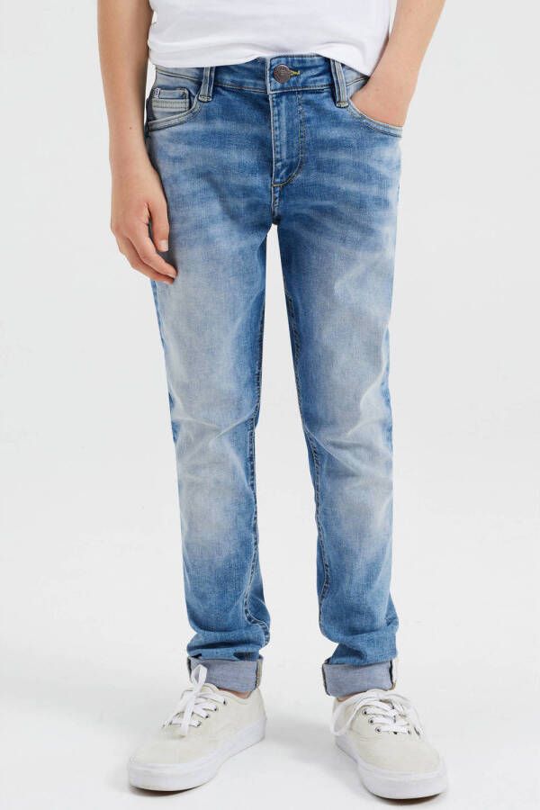 WE Fashion Blue Ridge skinny jeans mid blue Blauw Jongens Stretchdenim 134
