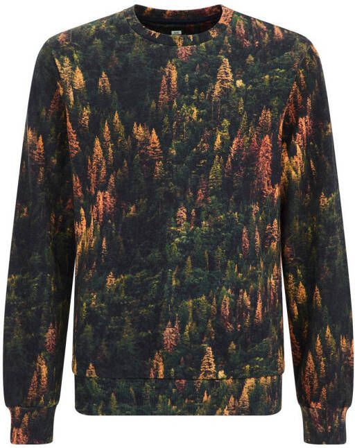WE Fashion sweater met all over print donkergroen bruin All over print 110 116